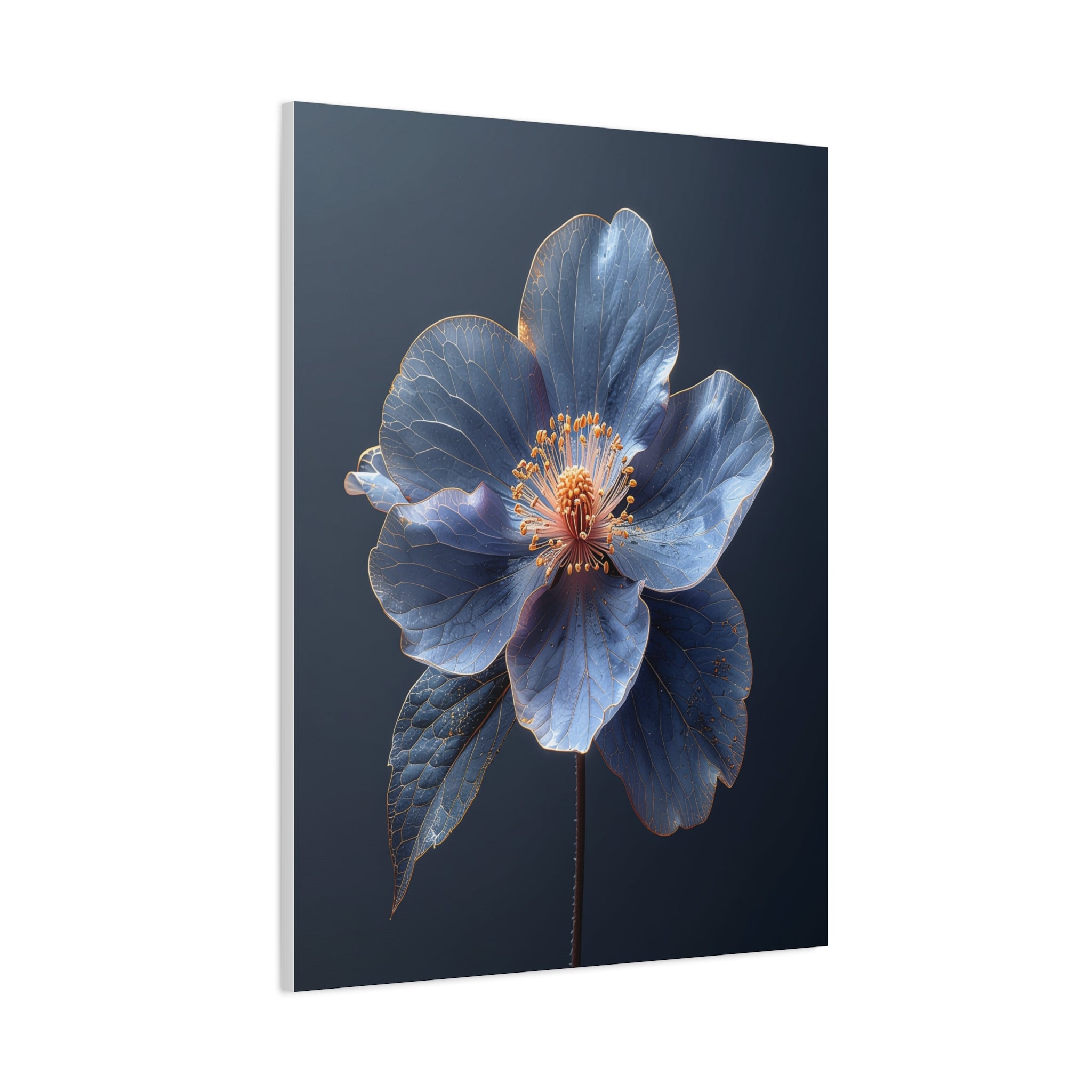 Ethereal Blue: Macro Botanical Photography, Delicate Floral Veins - L’Art Suprême Canvas