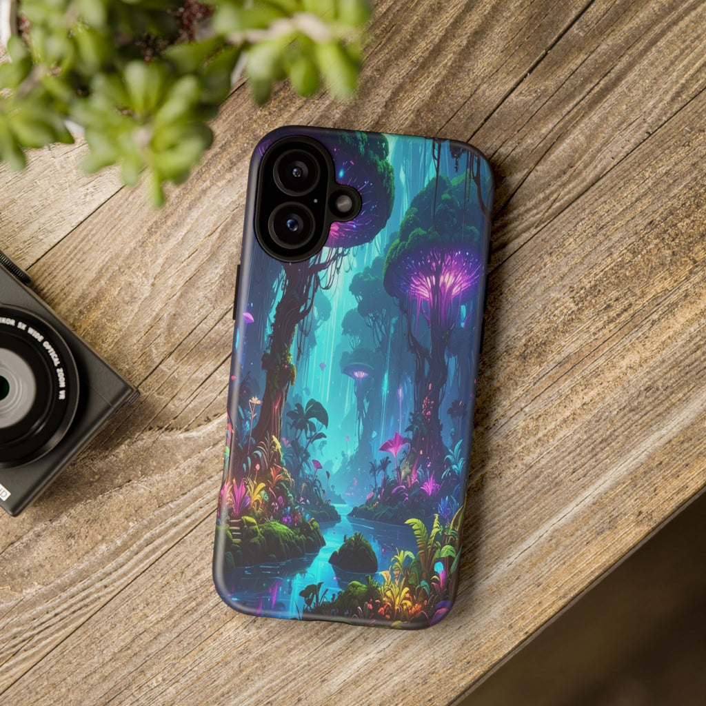 Bioluminescent Dreamscape: Ethereal Forest Fantasy, Digital Luminescence Illustration - L’Art Suprême Phone Case