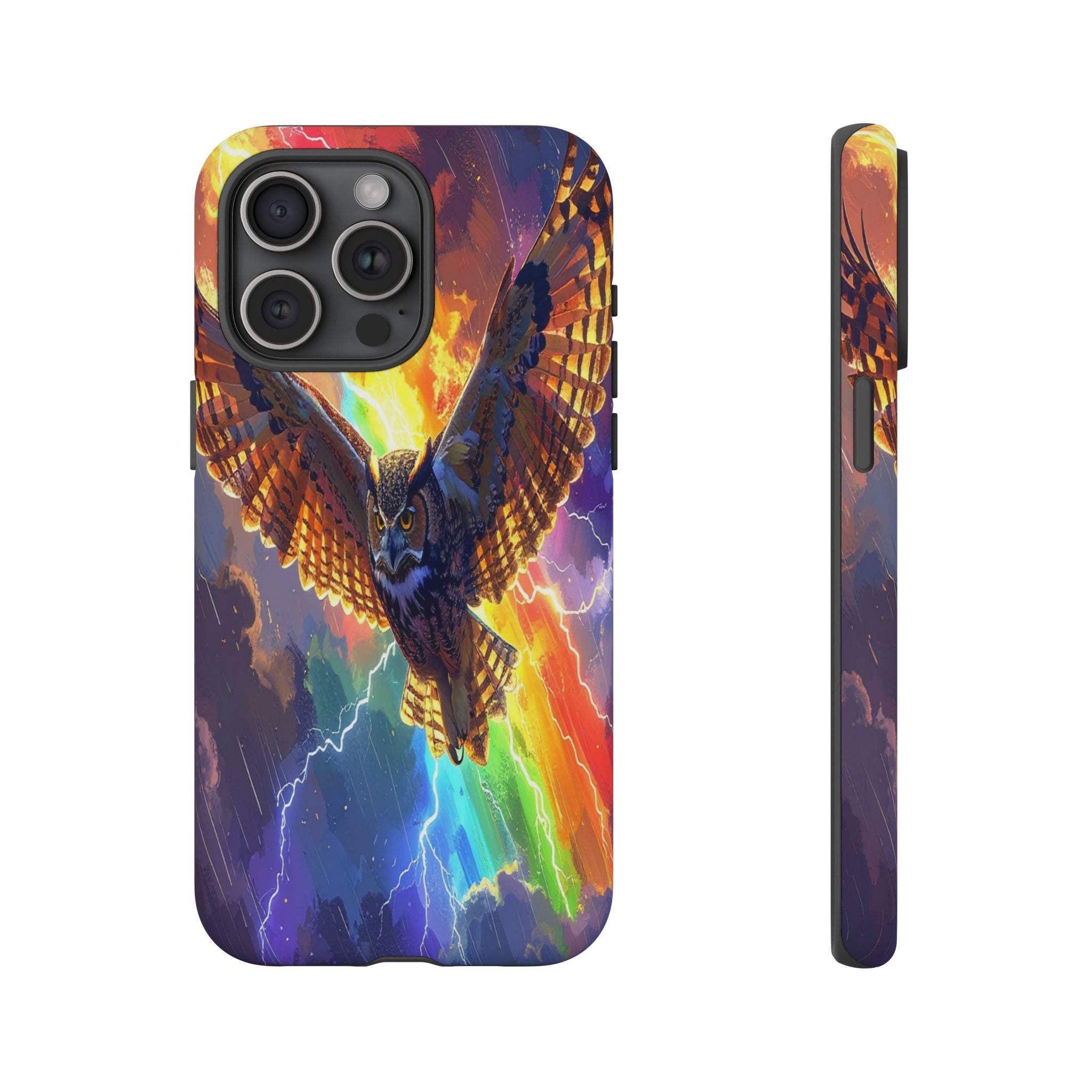 Thunderwing: Ethereal Owl in Electric Storm, Digital Fantasy Artwork - L’Art Suprême Phone Case