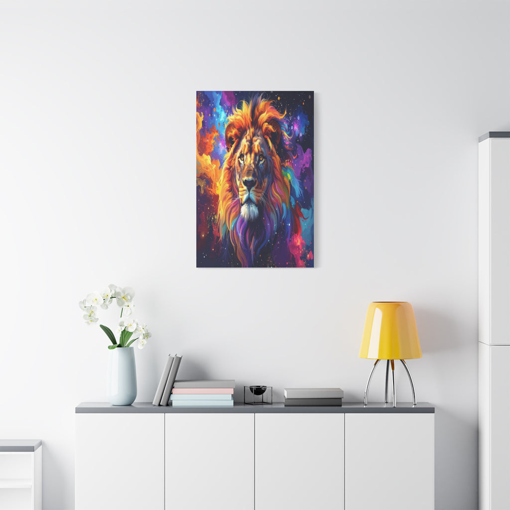 Cosmic Mane: Celestial Lion Portrait, Digital Cosmic Artwork - L’Art Suprême Canvas