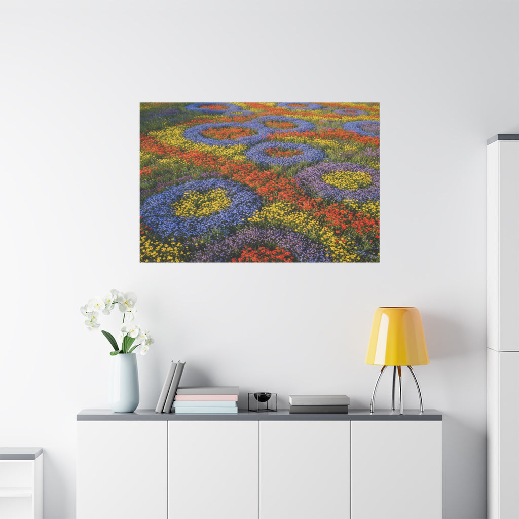 Geometric Garden: Kaleidoscopic Floral Landscape, Vibrant Botanical Patterns - L’Art Suprême Canvas