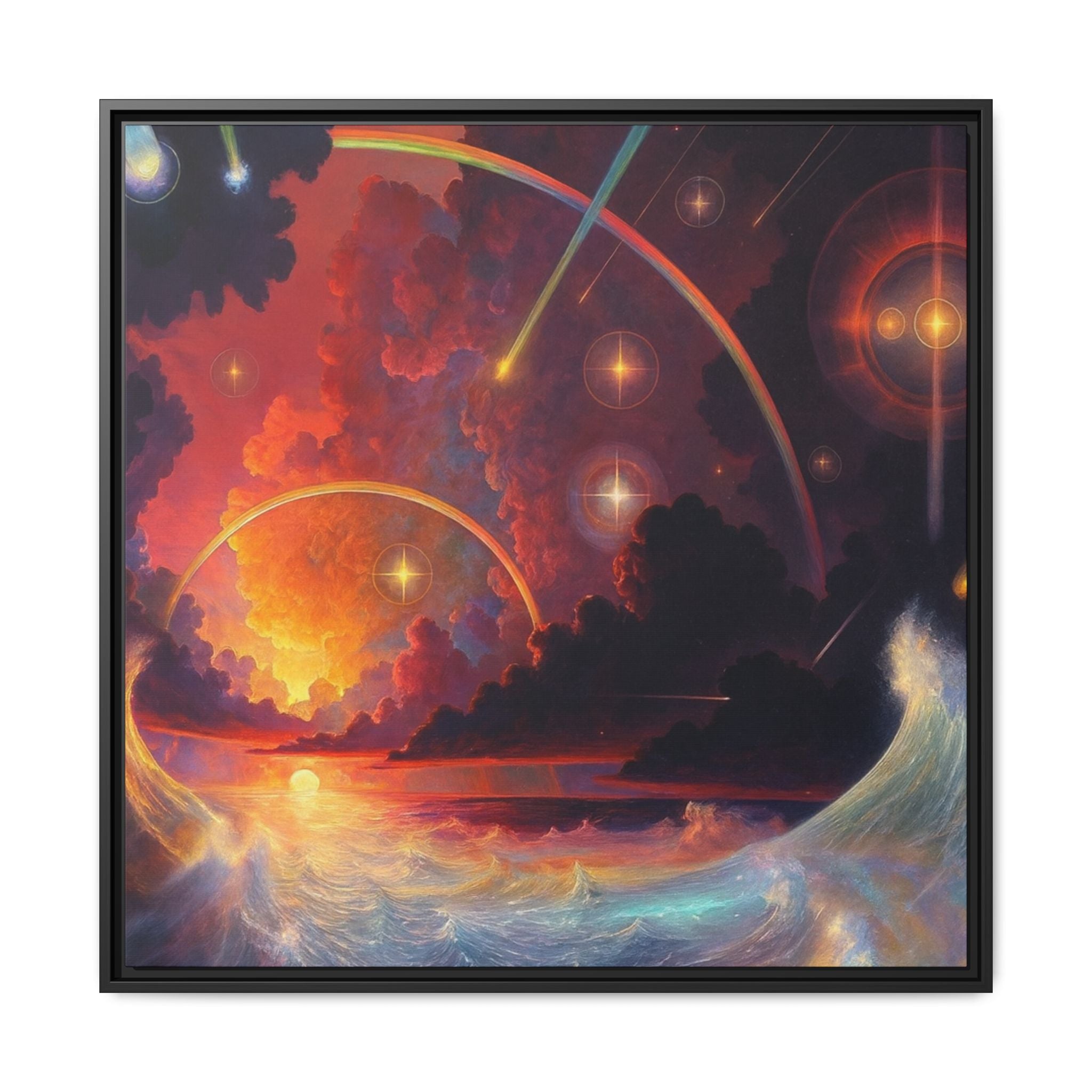"Celestial Tides" – Framed Canvas Print