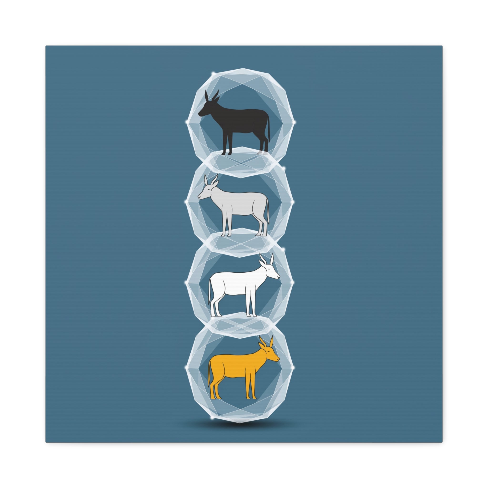 Encapsulated Ascent: Geometric Animal Silhouettes, Minimal Vertical Progression - L’Art Suprême Canvas