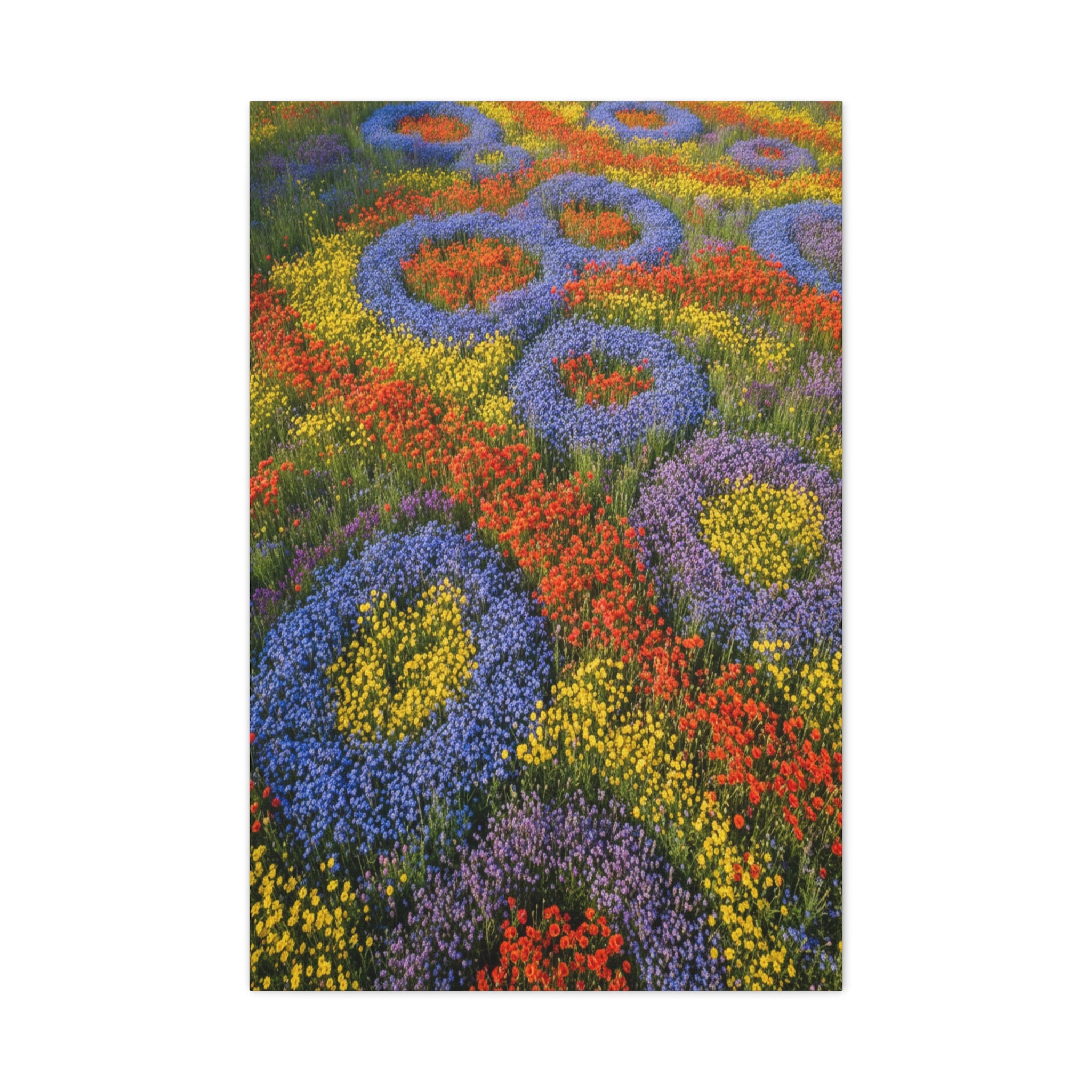 Geometric Garden: Kaleidoscopic Floral Landscape, Vibrant Botanical Patterns - L’Art Suprême Canvas