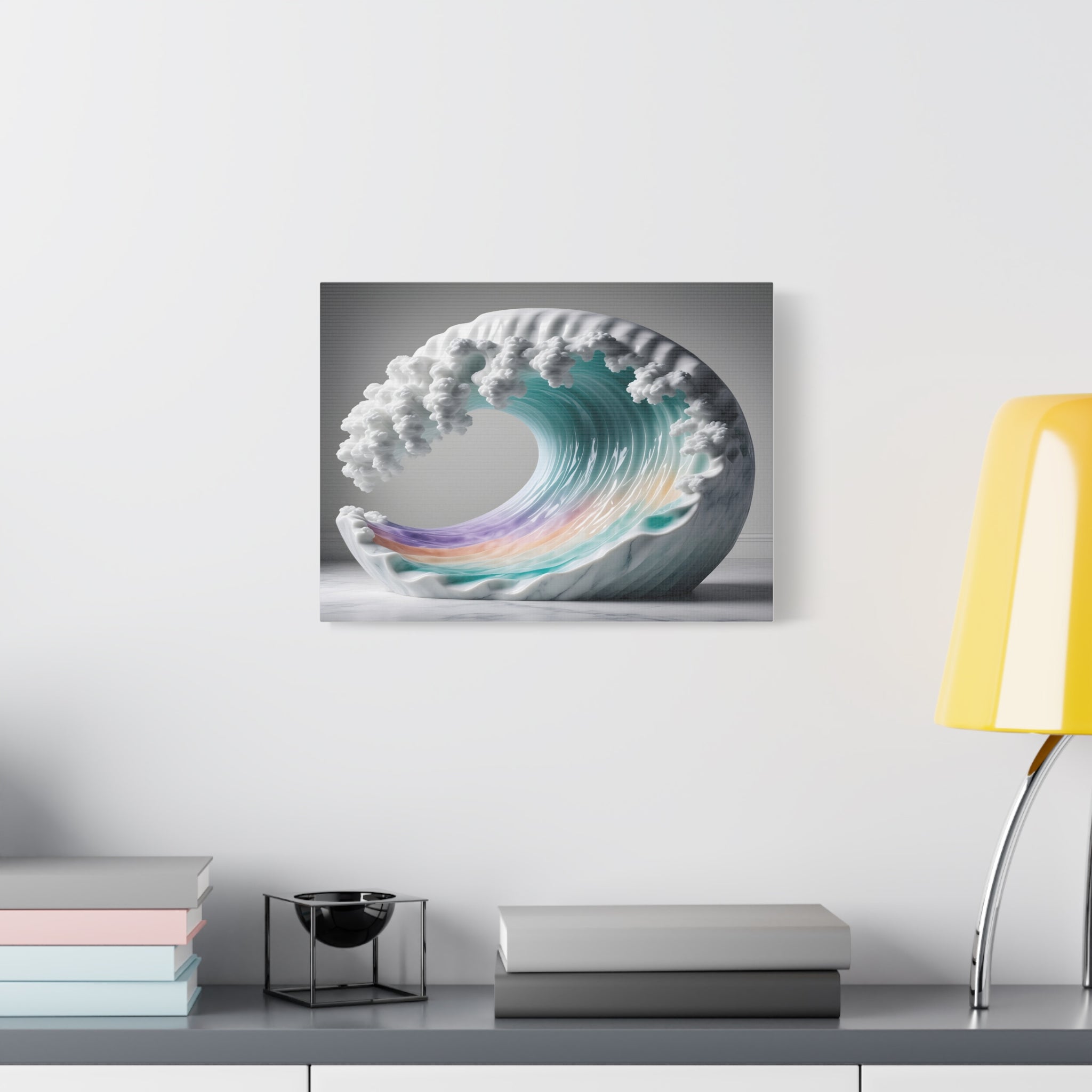 Oceanic Euphoria: Marble Wave Sculpture, Ethereal Aquatic Art - L’Art Suprême Canvas