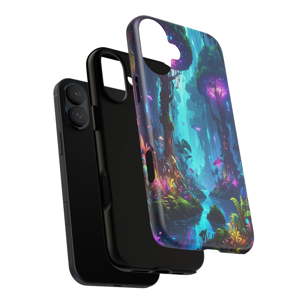 Bioluminescent Dreamscape: Ethereal Forest Fantasy, Digital Luminescence Illustration - L’Art Suprême Phone Case