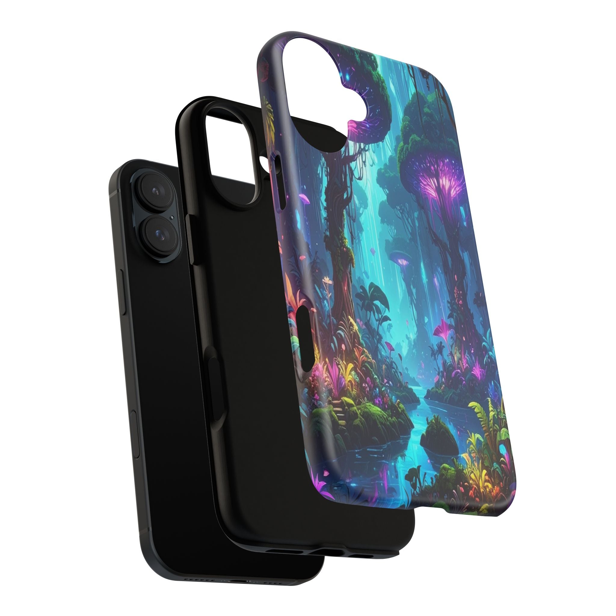 Bioluminescent Dreamscape: Ethereal Forest Fantasy, Digital Luminescence Illustration - L’Art Suprême Phone Case