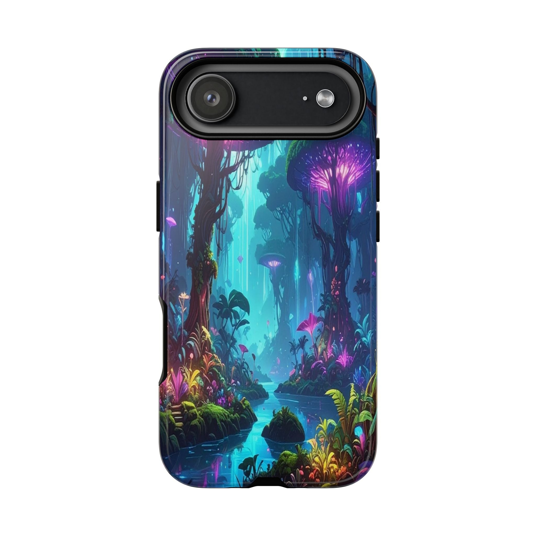 Bioluminescent Dreamscape: Ethereal Forest Fantasy, Digital Luminescence Illustration - L’Art Suprême Phone Case