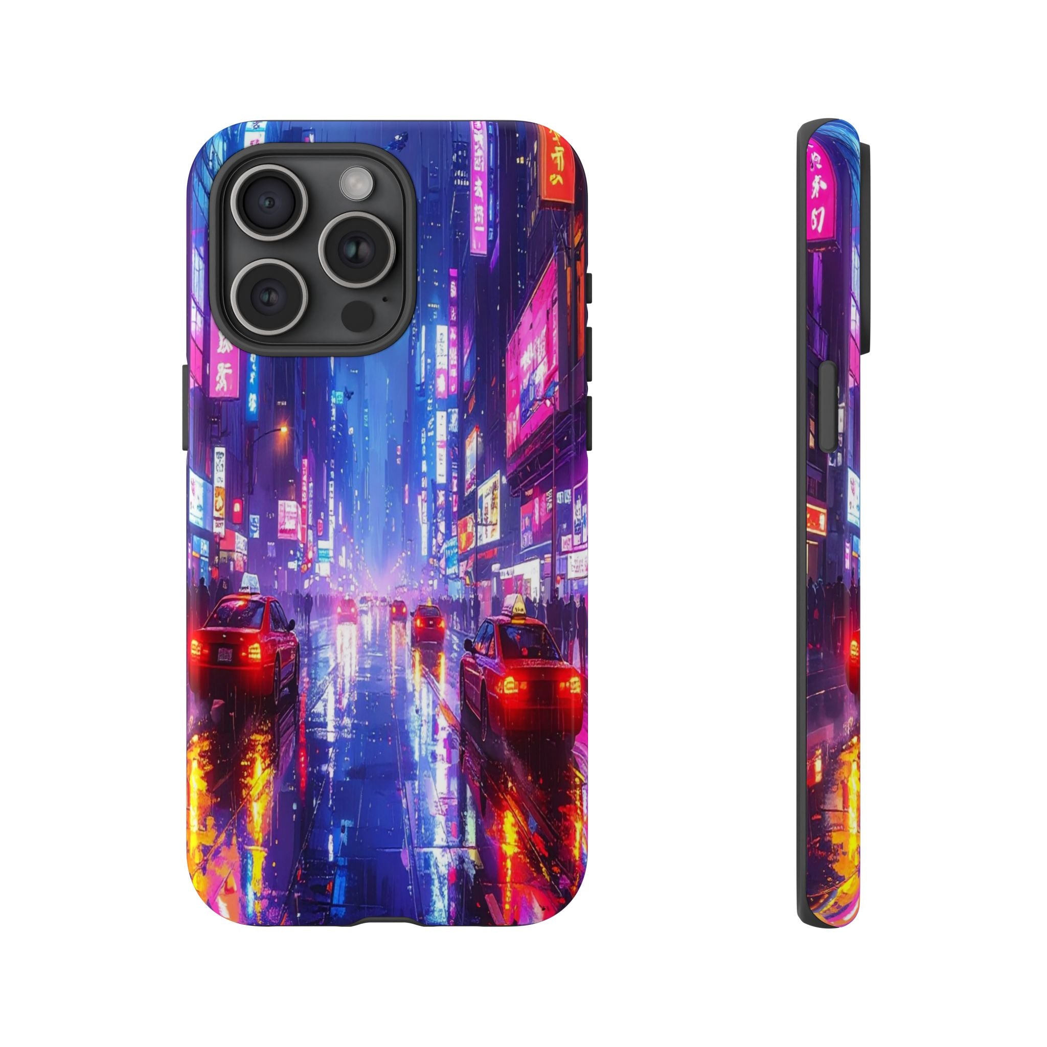 Neon Dystopia: Cyberpunk Metropolis, Urban Night Reflections - L’Art Suprême Phone Case