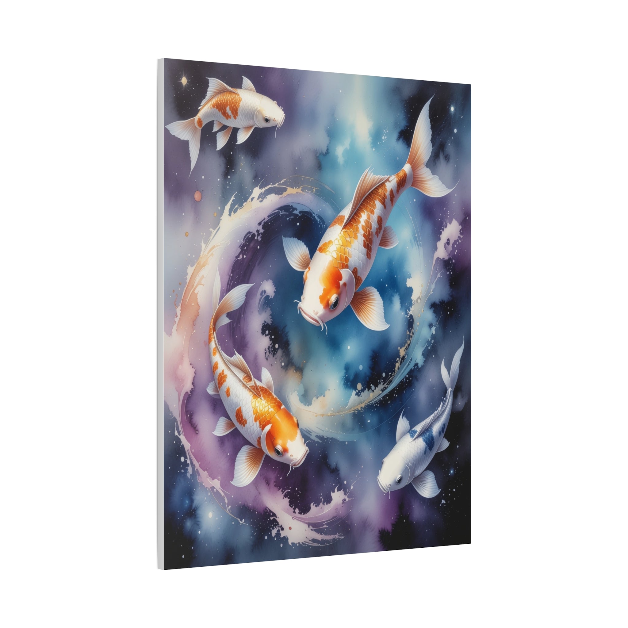 Cosmic Koi Symphony: Ethereal Underwater Space Journey, Digital Watercolor Fantasy - L’Art Suprême Canvas
