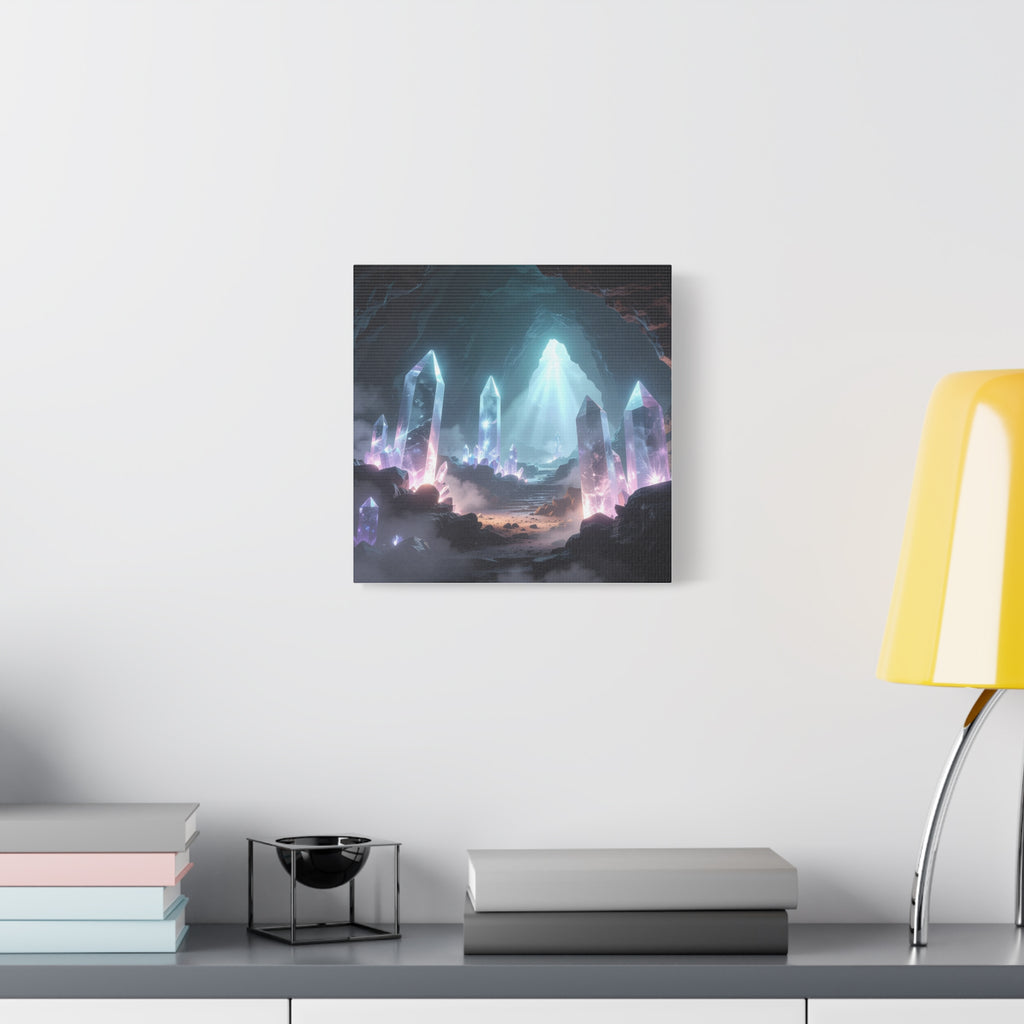 Crystal Reverie: Luminous Cavern Dreamscape, Ethereal Digital Fantasy Art - L’Art Suprême Canvas