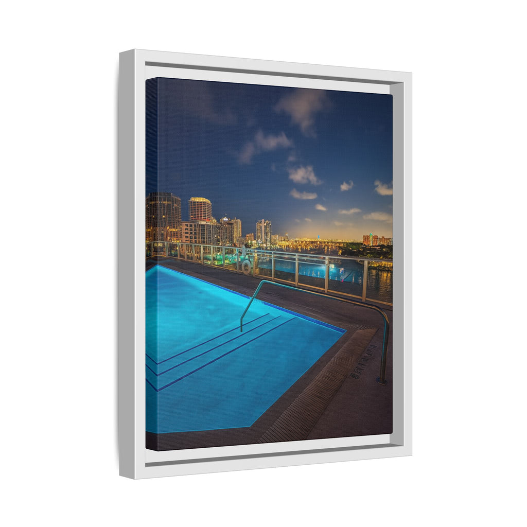 "Skyline Reflections" – Framed Canvas Print