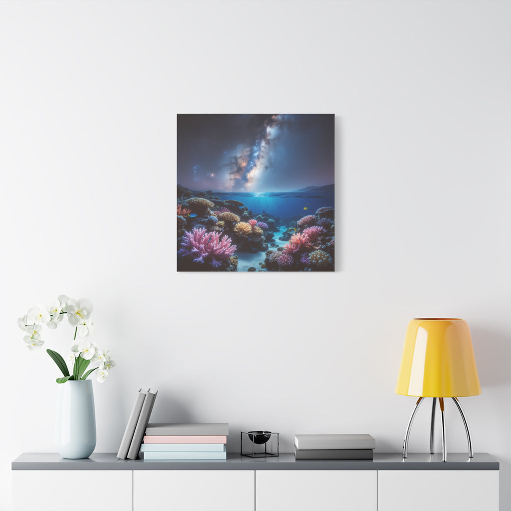 Cosmic Reef Harmony: Underwater Seascape Panorama, Milky Way Marine Dreamscape - L’Art Suprême Canvas