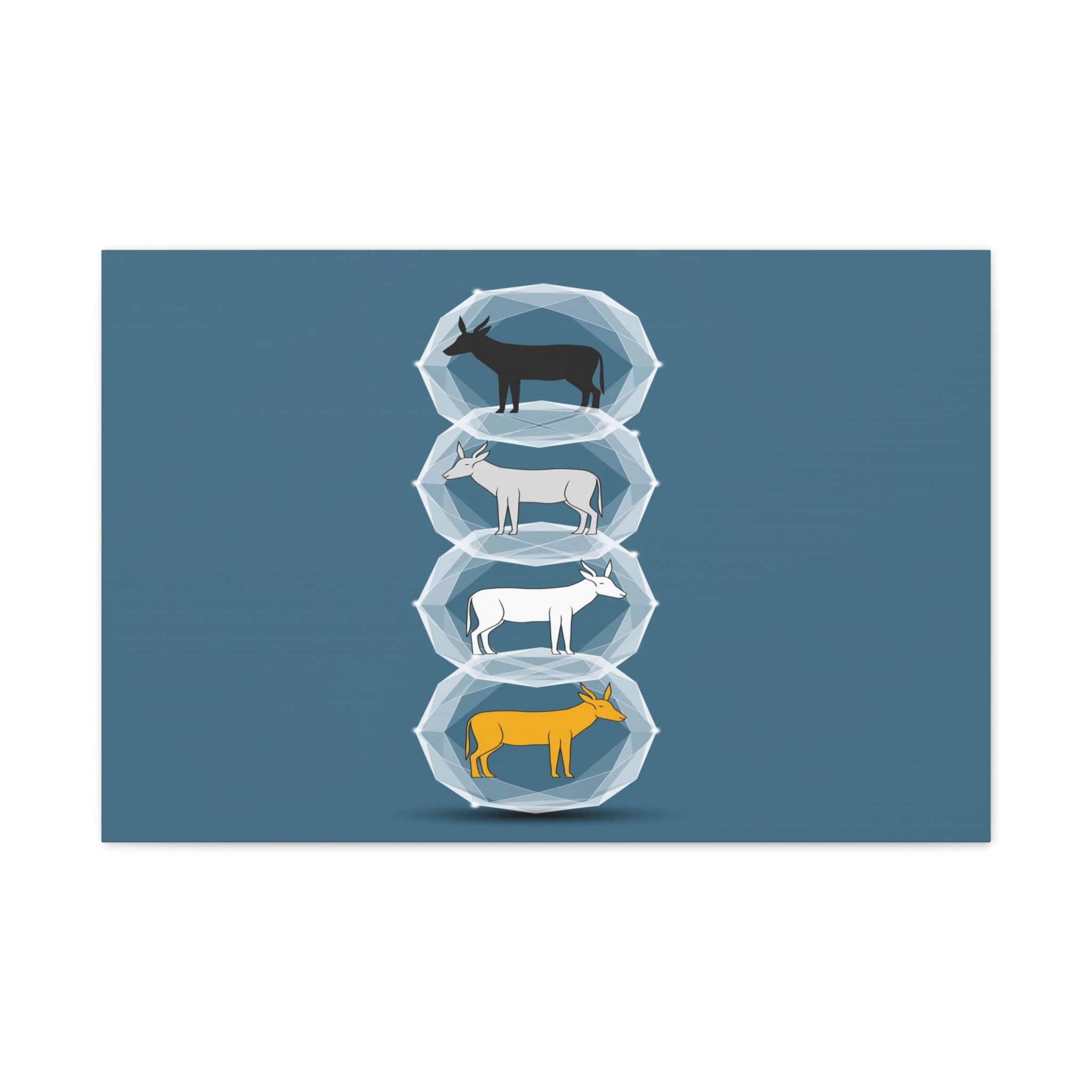Encapsulated Ascent: Geometric Animal Silhouettes, Minimal Vertical Progression - L’Art Suprême Canvas