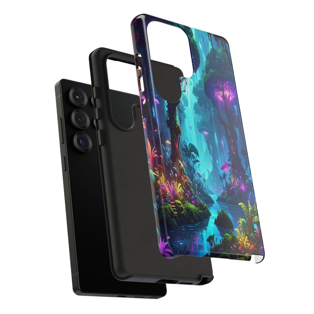 Bioluminescent Dreamscape: Ethereal Forest Fantasy, Digital Luminescence Illustration - L’Art Suprême Phone Case