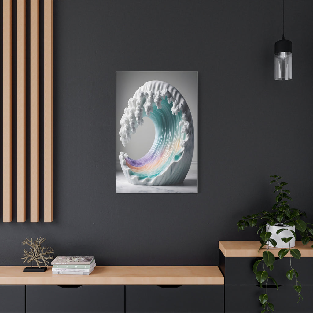 Oceanic Euphoria: Marble Wave Sculpture, Ethereal Aquatic Art - L’Art Suprême Canvas