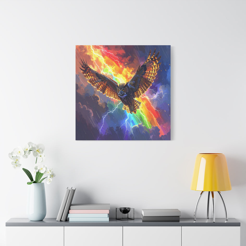 Thunder Spirit: Elemental Owl Ascension, Digital Fantasy Artwork - L’Art Suprême Canvas