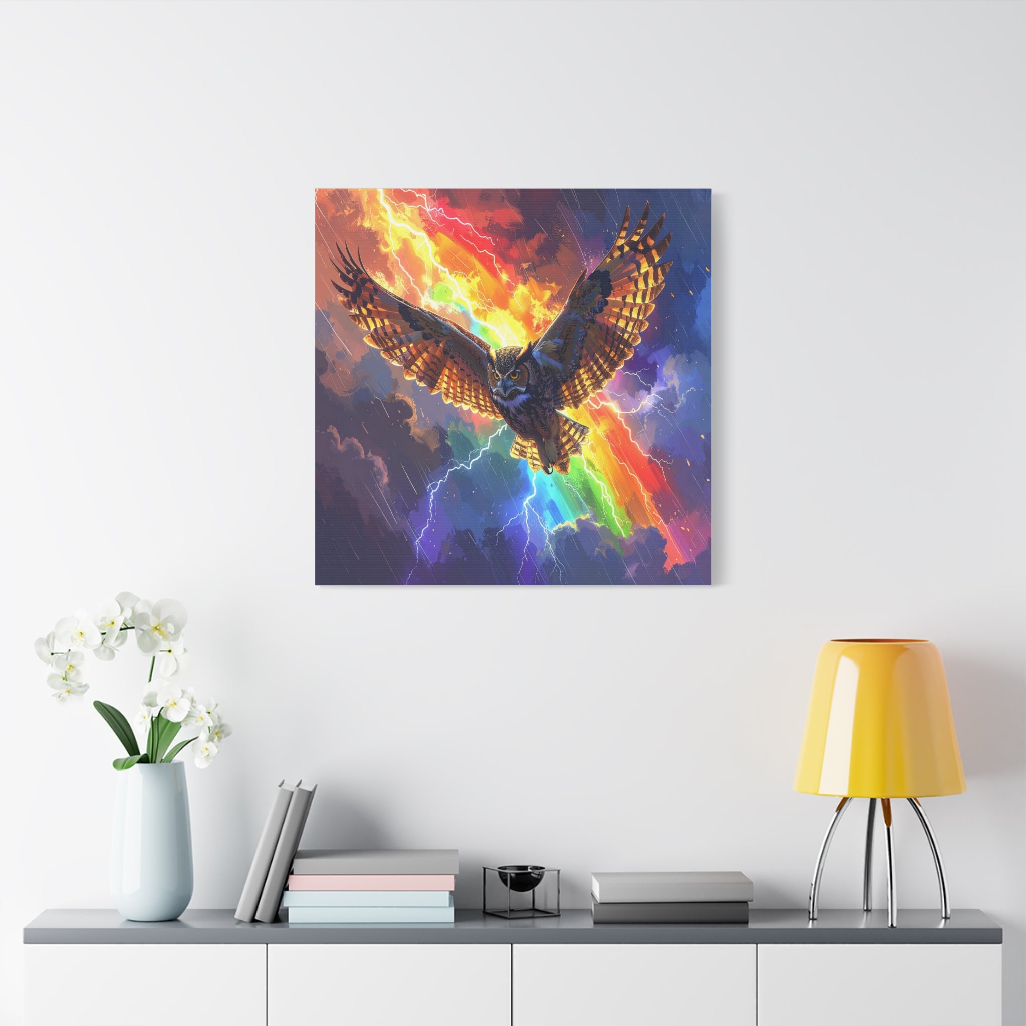 Thunder Spirit: Elemental Owl Ascension, Digital Fantasy Artwork - L’Art Suprême Canvas