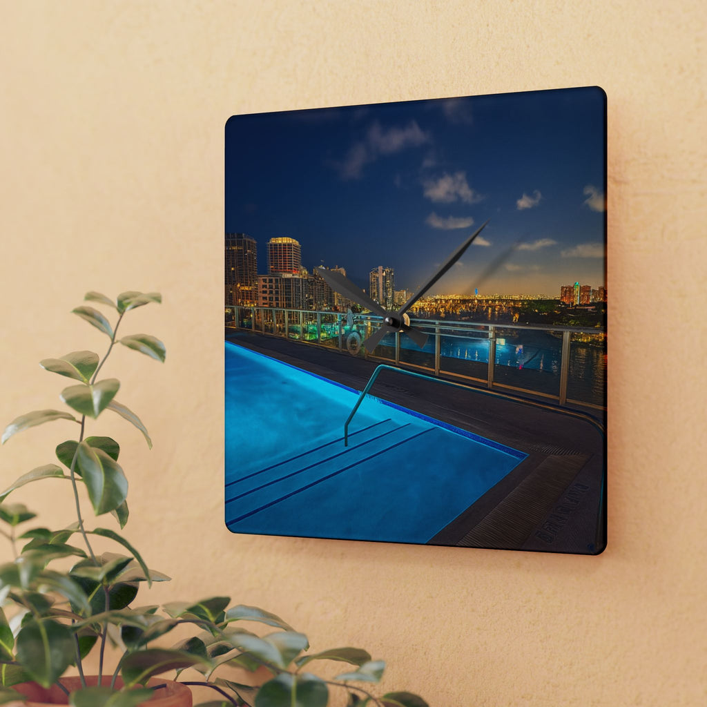 "Skyline Reflections" – Acrylic Wall Clock