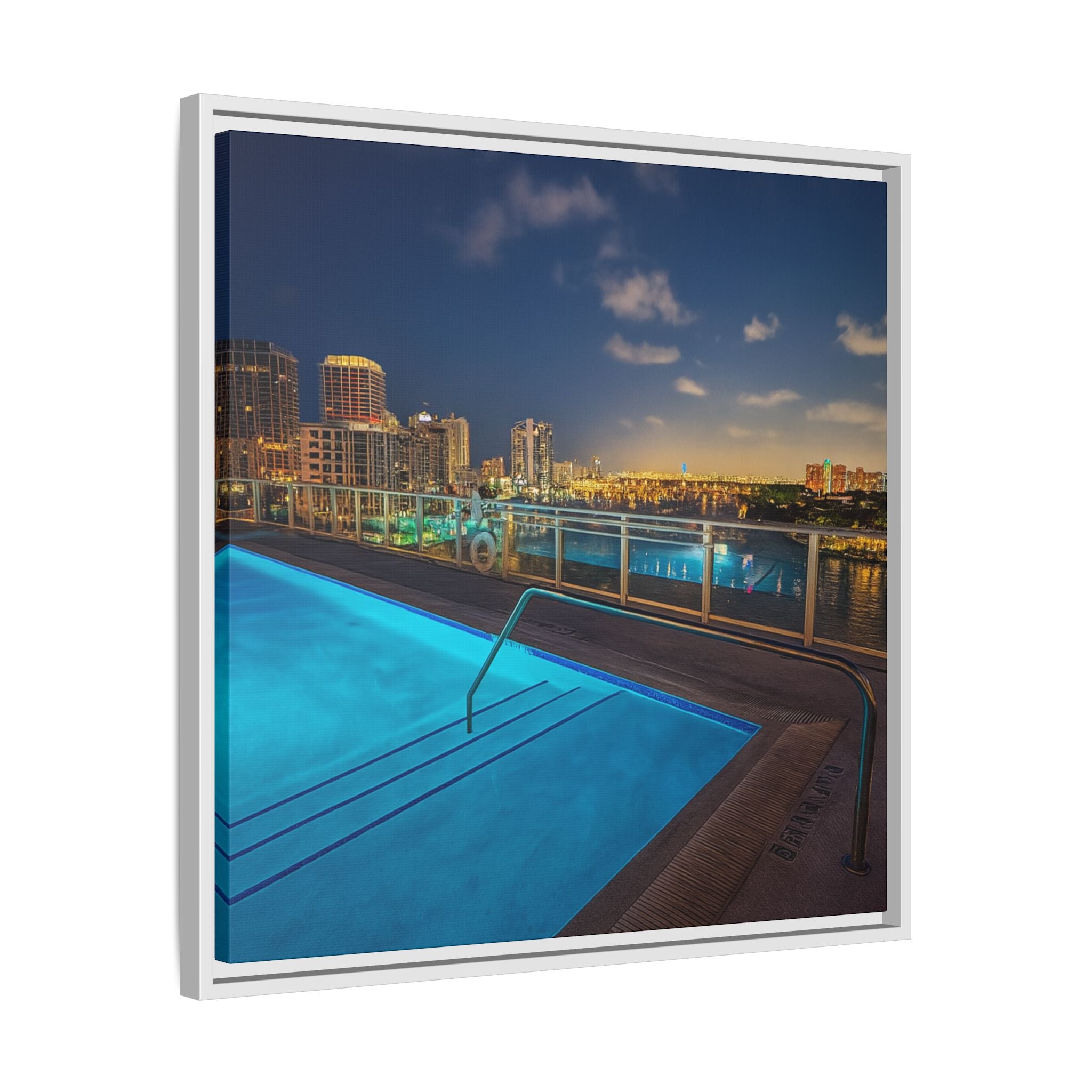 "Skyline Reflections" – Framed Canvas Print