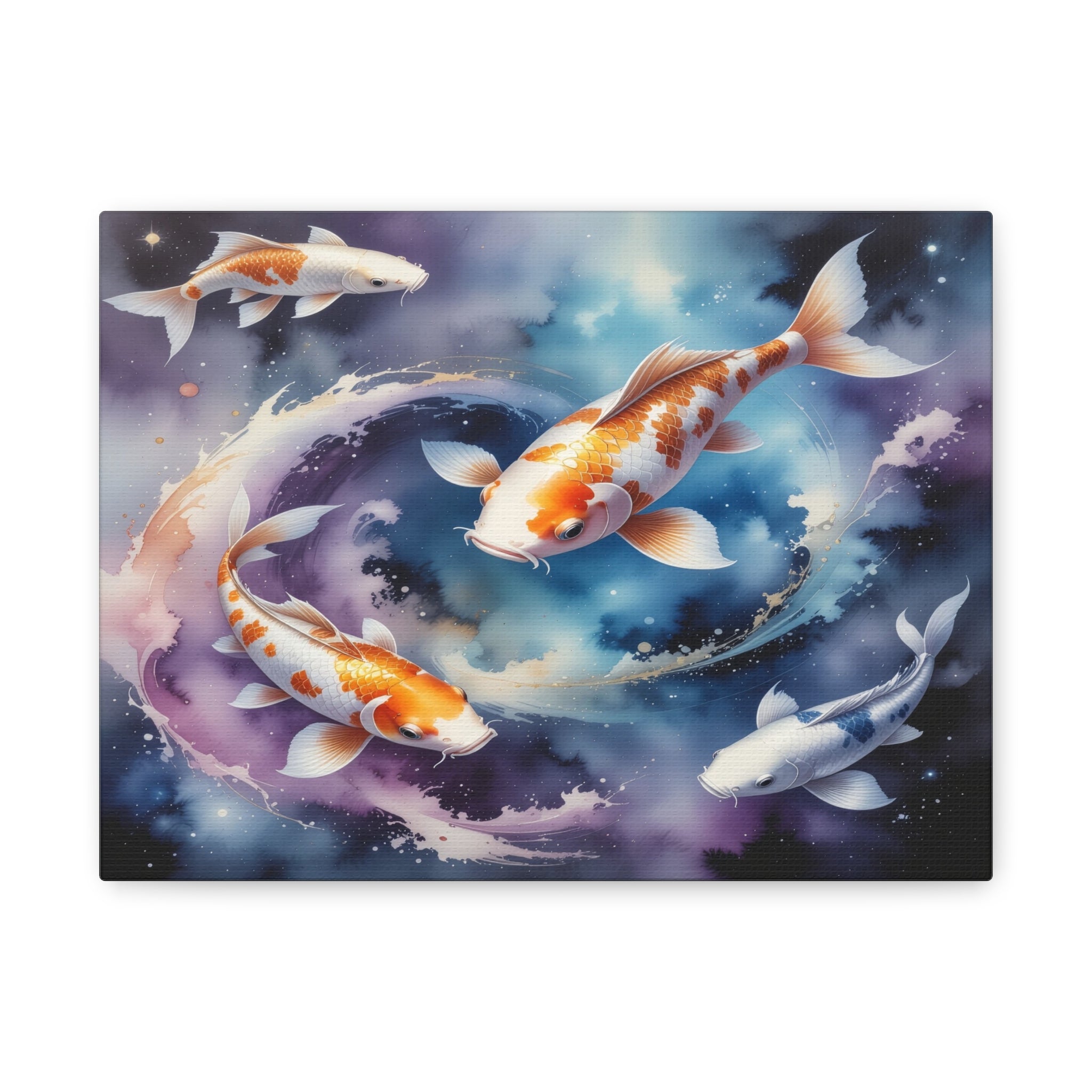 Cosmic Koi Symphony: Ethereal Underwater Space Journey, Digital Watercolor Fantasy - L’Art Suprême Canvas