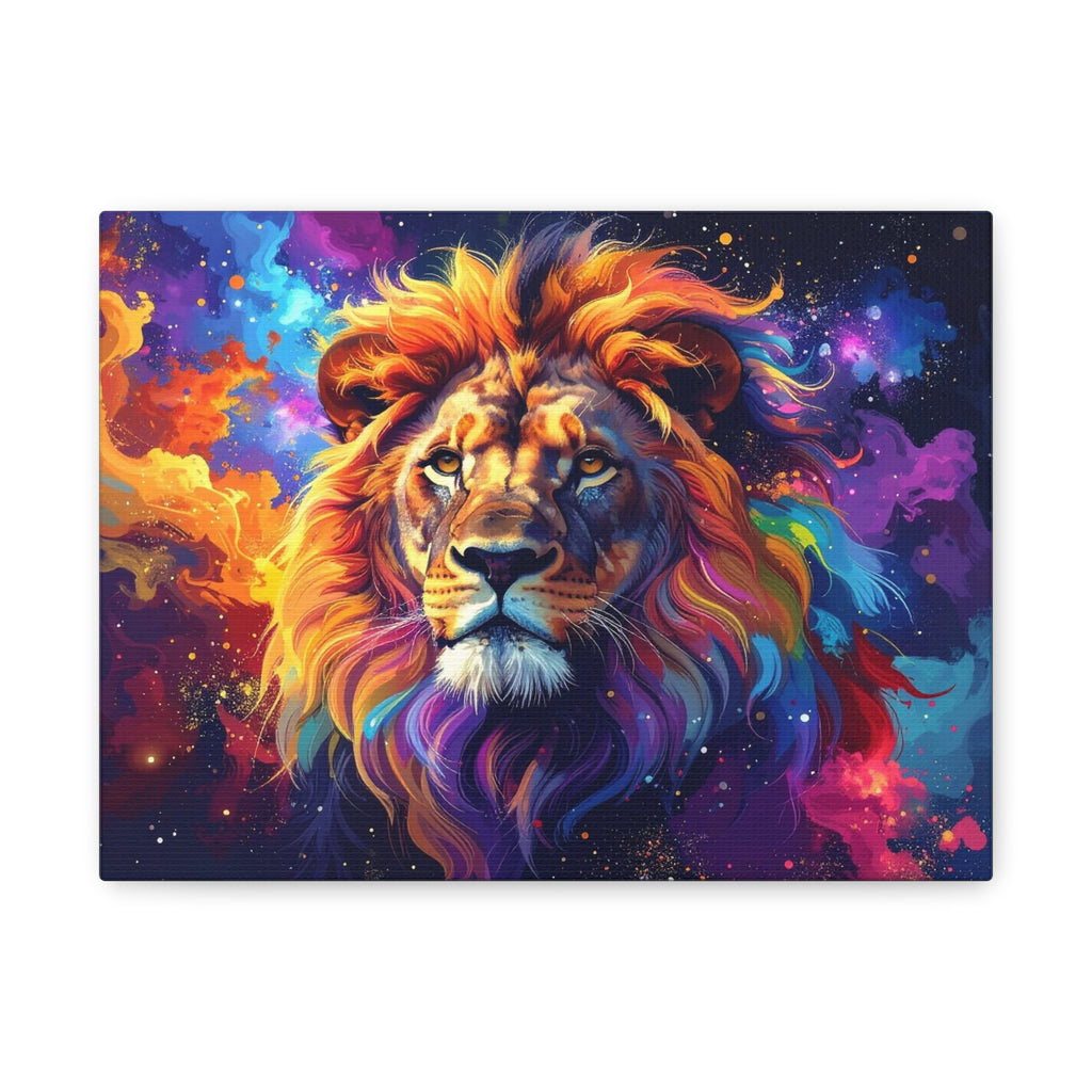 Cosmic Mane: Celestial Lion Portrait, Digital Cosmic Artwork - L’Art Suprême Canvas