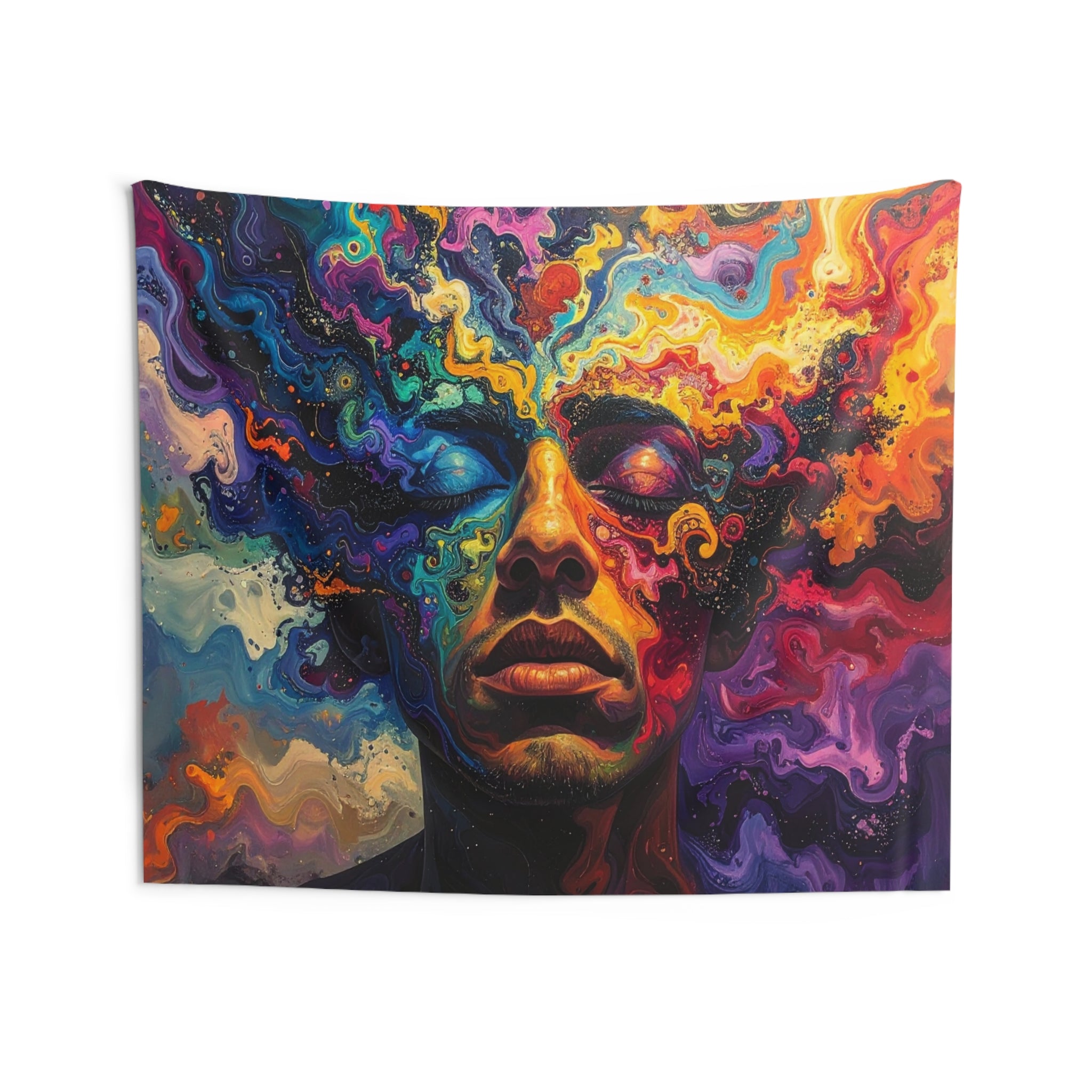 Psychedelic Portrait of Inner Consciousness: Abstract Fluid Painting, Emotional Landscape Exploration - L'Art Tapestry