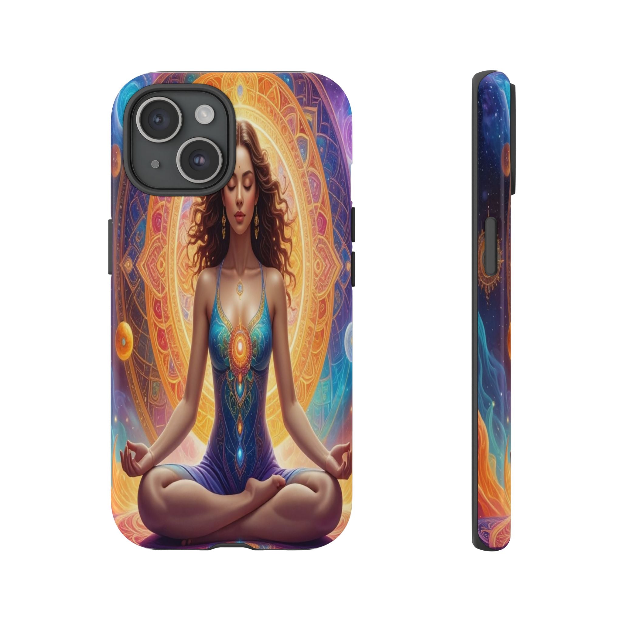 Cosmic Awakening: Spiritual Meditation Mandala, Celestial Energy Visualization - L’Art Suprême Phone Case