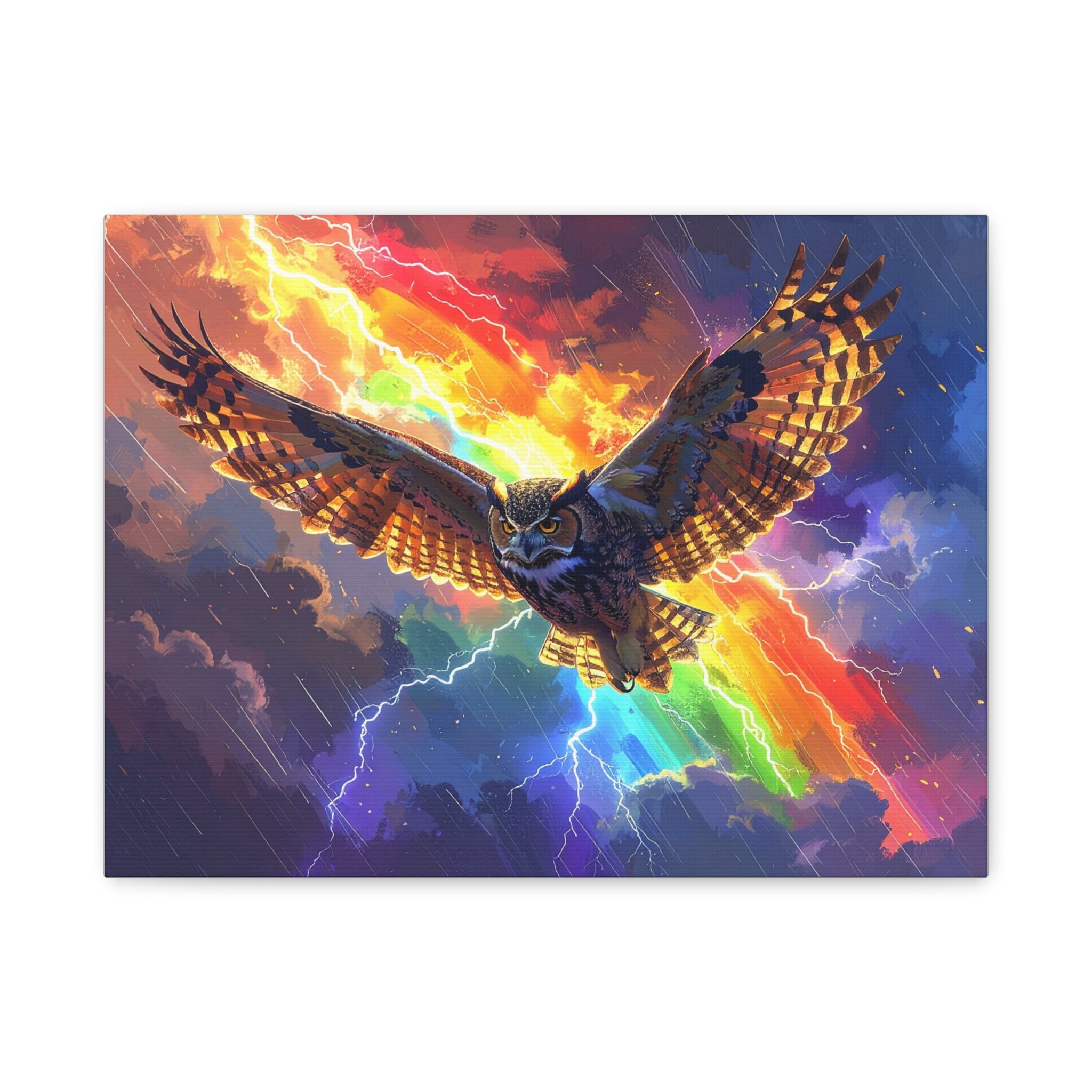 Thunder Spirit: Elemental Owl Ascension, Digital Fantasy Artwork - L’Art Suprême Canvas