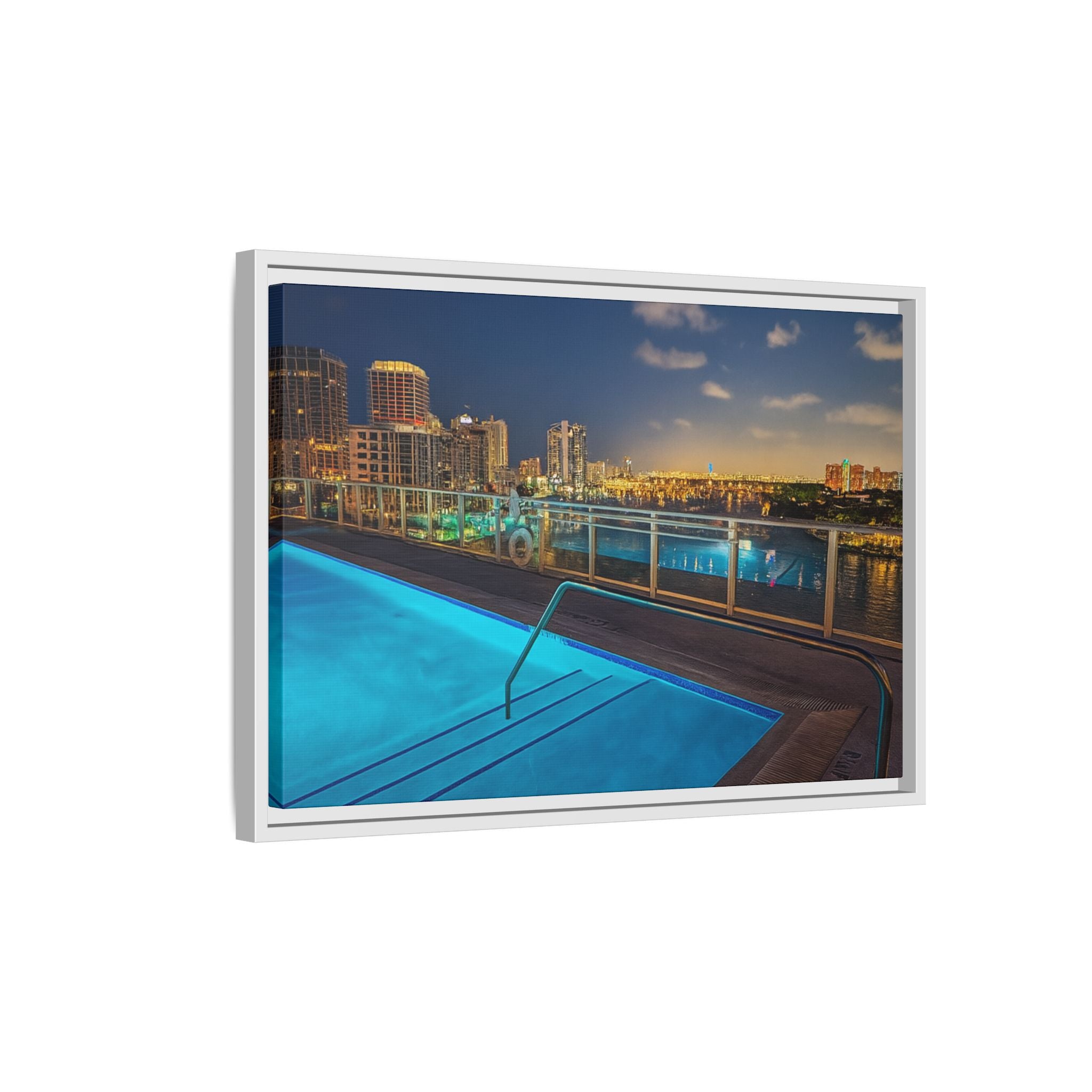 "Skyline Reflections" – Framed Canvas Print