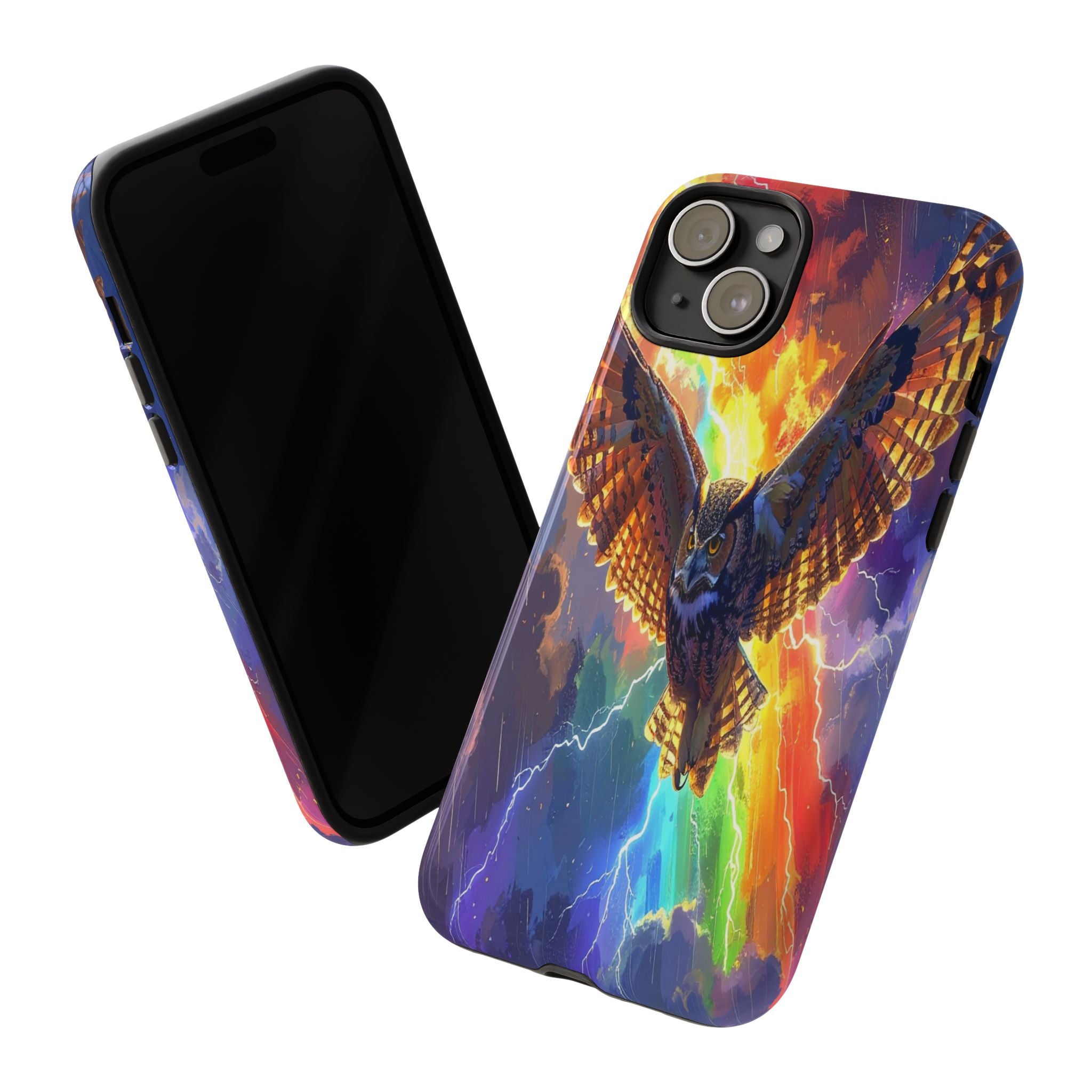 Thunderwing: Ethereal Owl in Electric Storm, Digital Fantasy Artwork - L’Art Suprême Phone Case