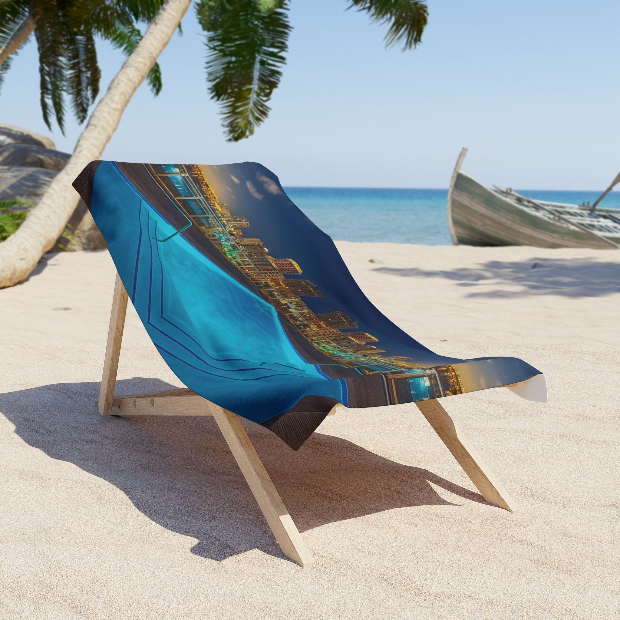 “Skyline Reflections " – Luxury Beach Towel