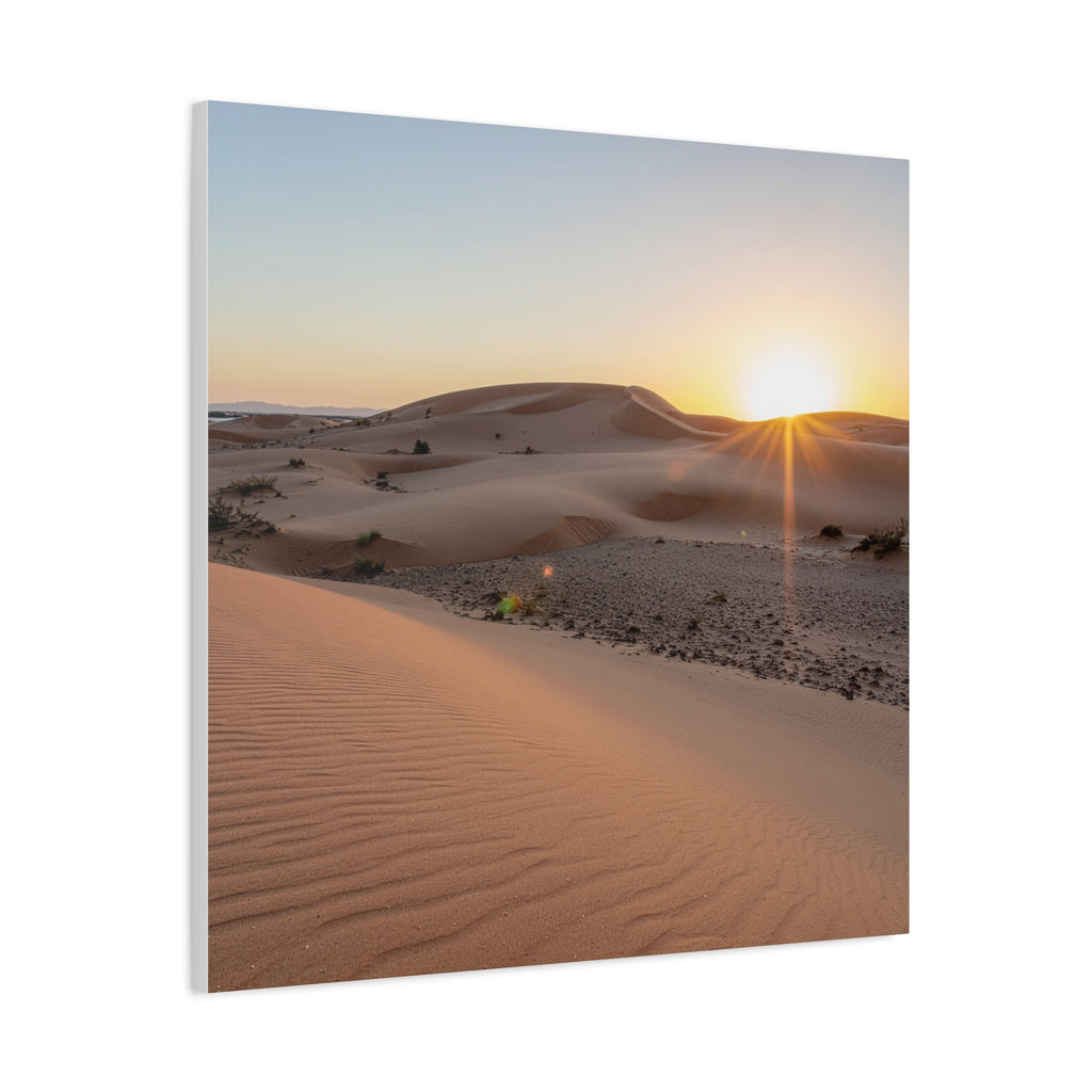 Daybreak in the Desert: Golden Sands at Sunrise, Arid Landscape Panorama - L’Art Suprême Canvas