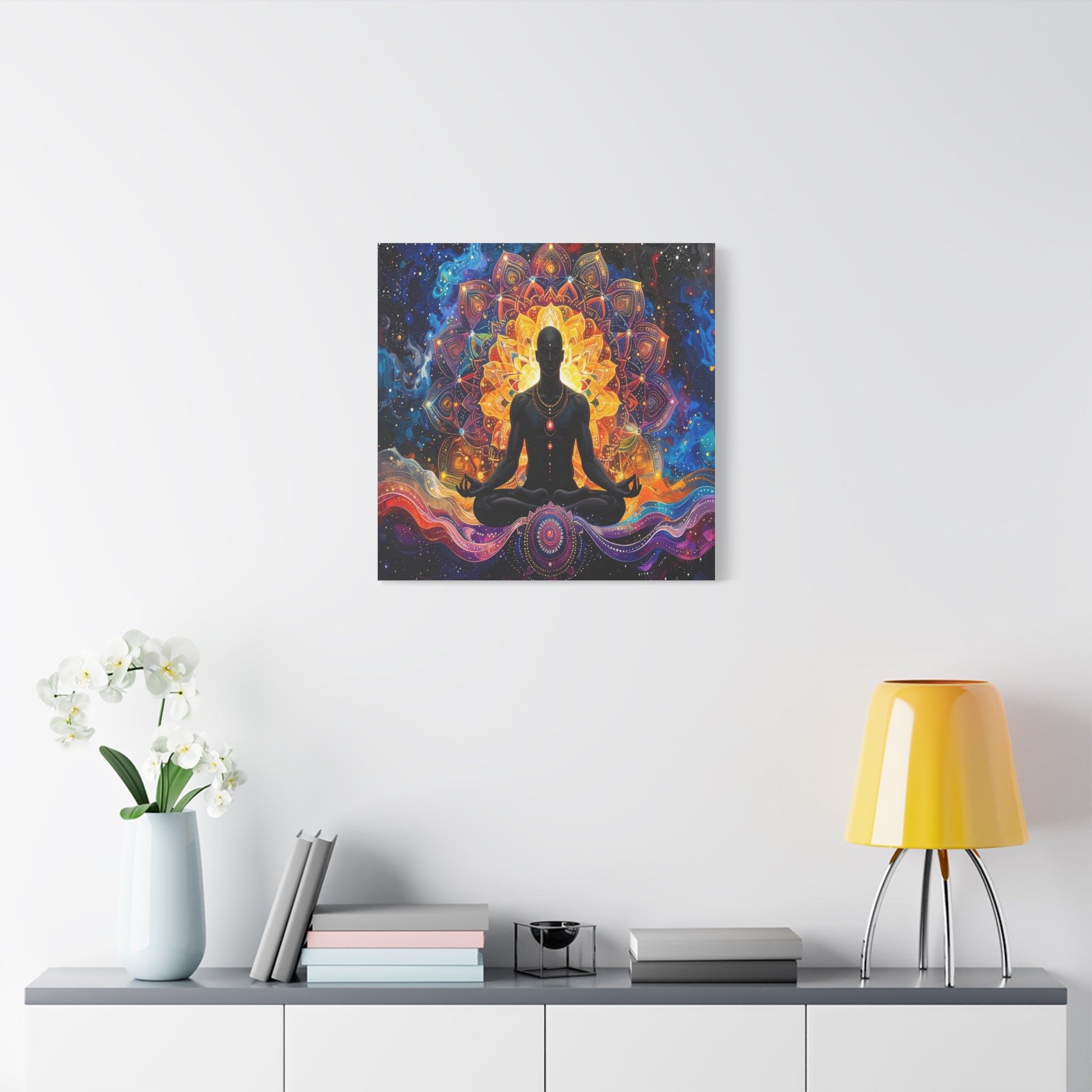 Cosmic Meditation: Spiritual Awakening through Mandala Art, Transcendent Chakra Visualization - L’Art Suprême Canvas