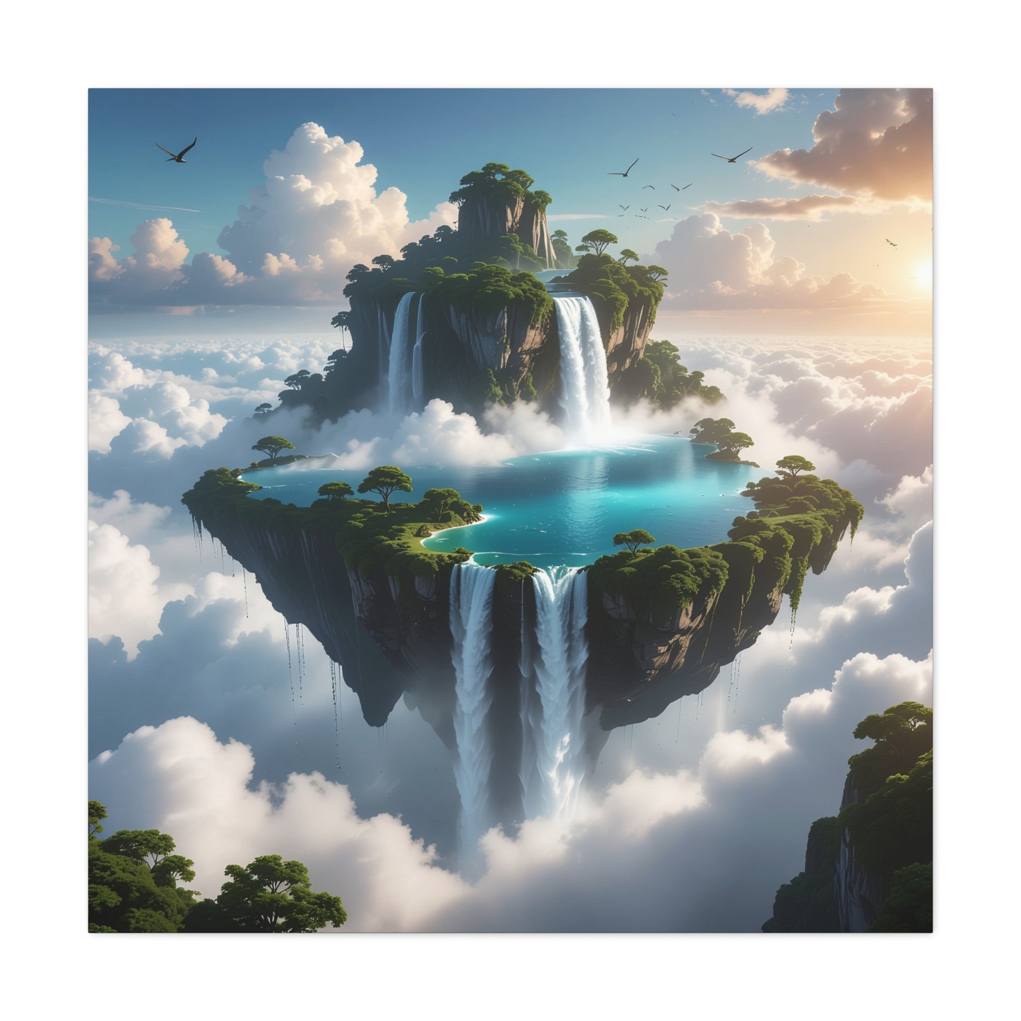 Celestial Archipelago: Floating Worlds of Mist and Stone, Digital Fantasy Landscape - L’Art Suprême Canvas