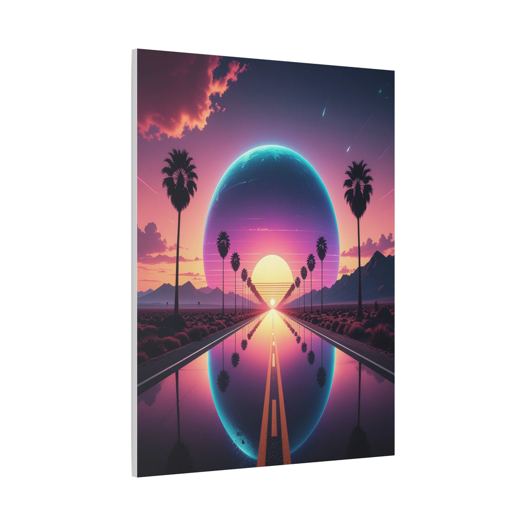 Cosmic Highway: Synthwave Dreamscape, Retro-Futuristic Sunset - L’Art Suprême Canvas