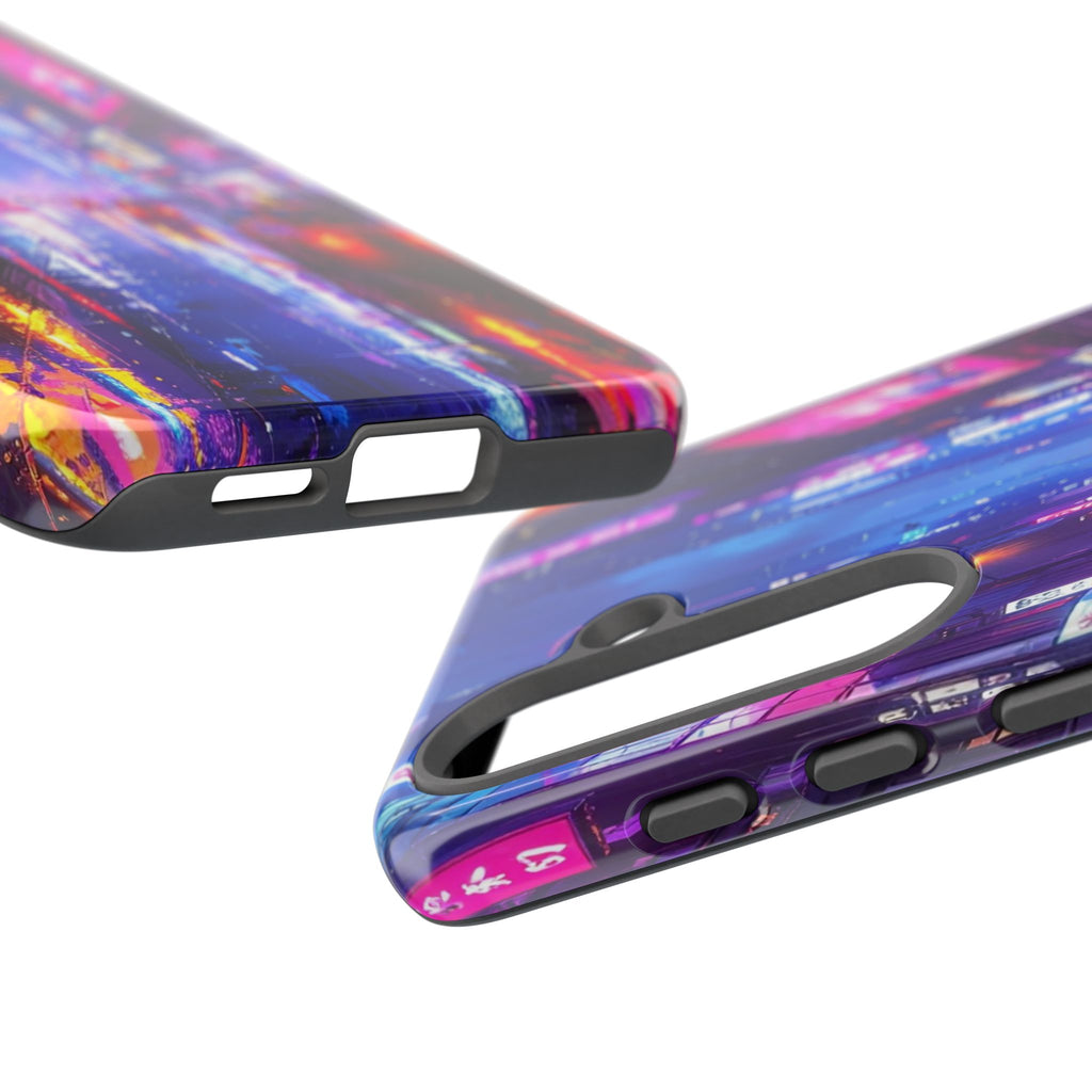 Neon Dystopia: Cyberpunk Metropolis, Urban Night Reflections - L’Art Suprême Phone Case