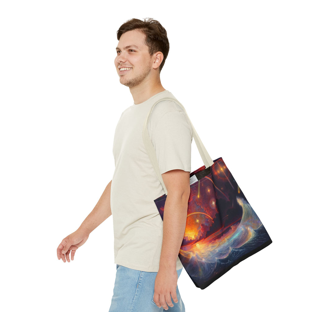 “Celestial Tides” – Cosmic Chaos x Ocean Calm Tote
