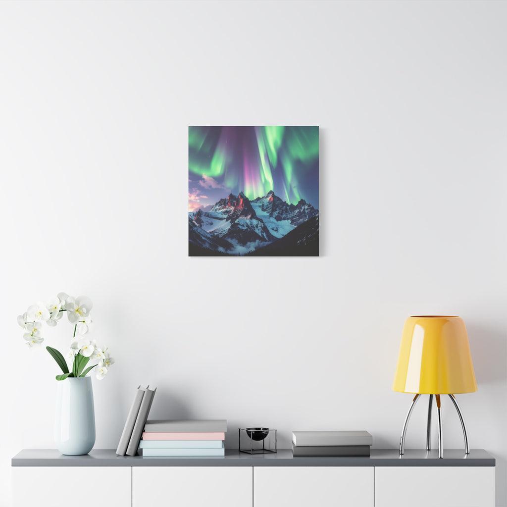 Celestial Symphony: Northern Lights Panorama, Alpine Aurora Wilderness - L’Art Suprême Canvas