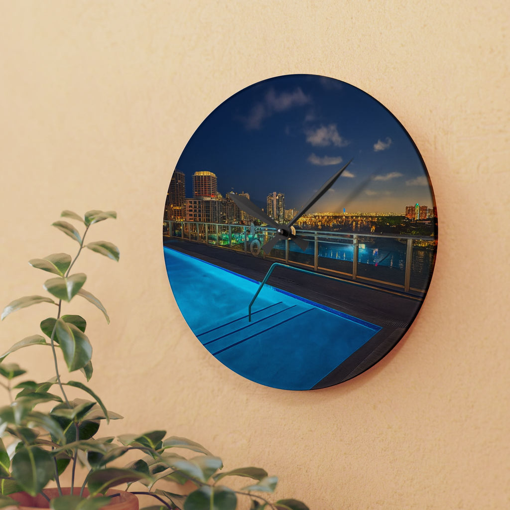 "Skyline Reflections" – Acrylic Wall Clock