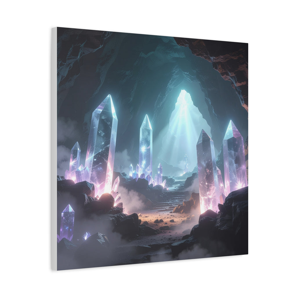 Crystal Reverie: Luminous Cavern Dreamscape, Ethereal Digital Fantasy Art - L’Art Suprême Canvas