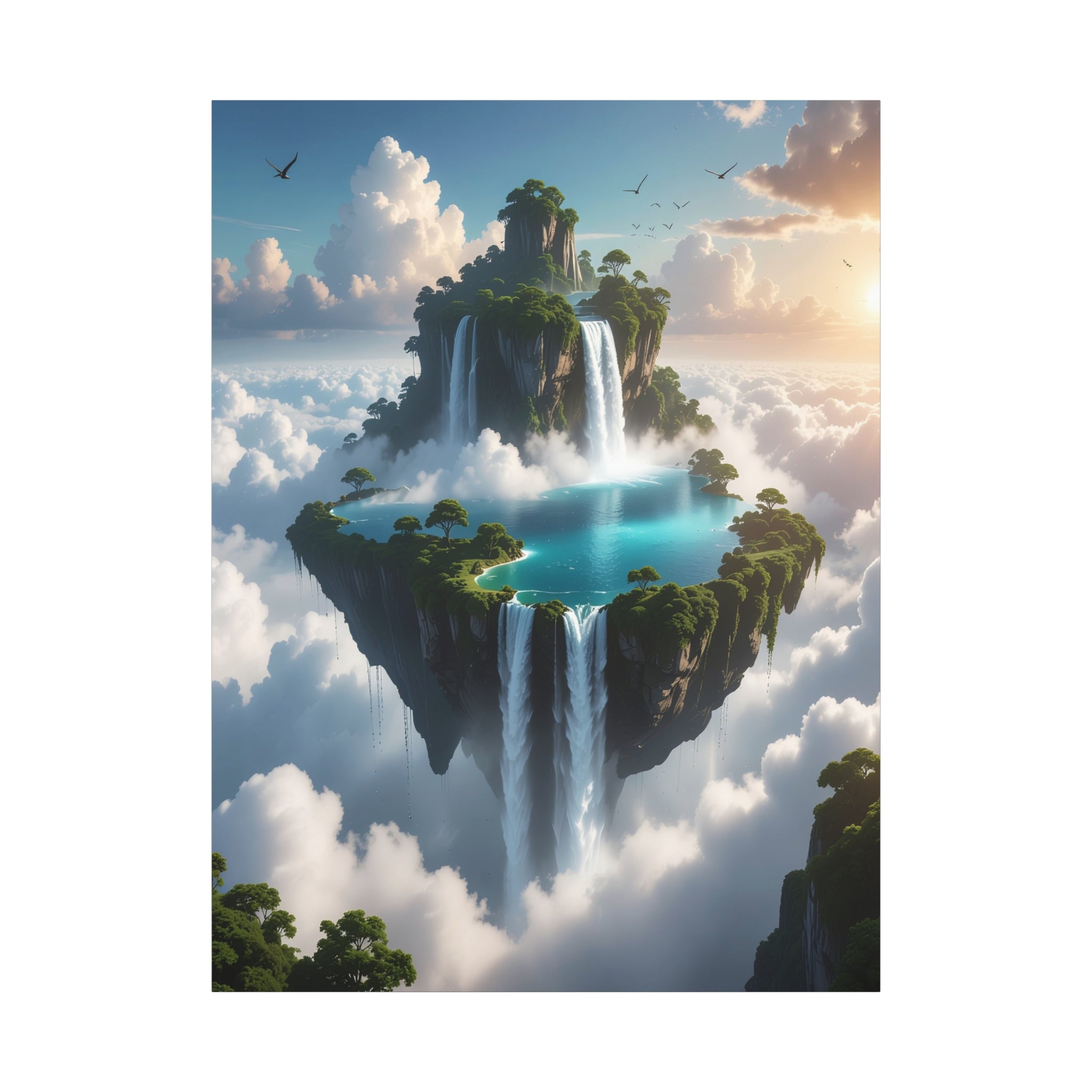 Celestial Archipelago: Floating Worlds of Mist and Stone, Digital Fantasy Landscape - L’Art Suprême Canvas