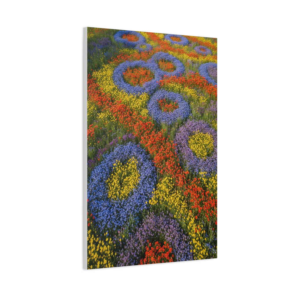 Geometric Garden: Kaleidoscopic Floral Landscape, Vibrant Botanical Patterns - L’Art Suprême Canvas