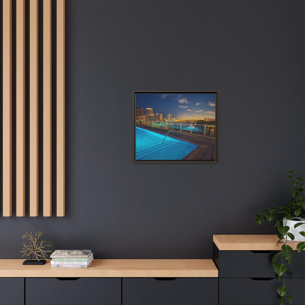 "Skyline Reflections" – Framed Canvas Print