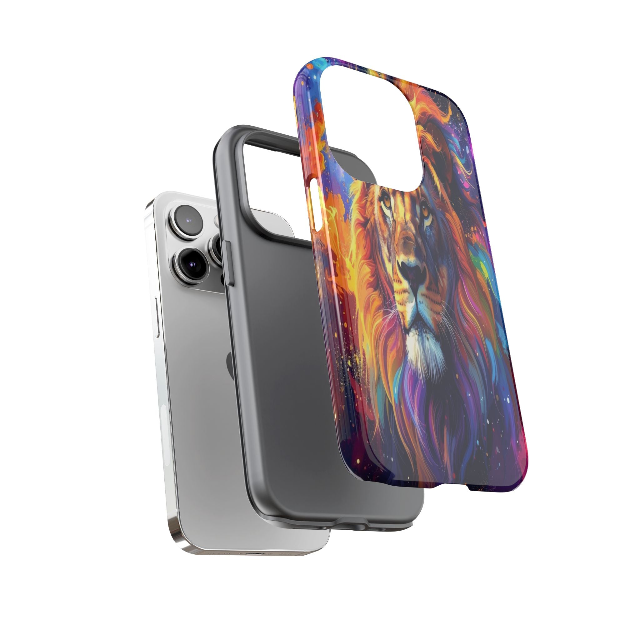 Cosmic Mane: Celestial Lion Portrait, Psychedelic Wildlife Art - L’Art Suprême Phone Case