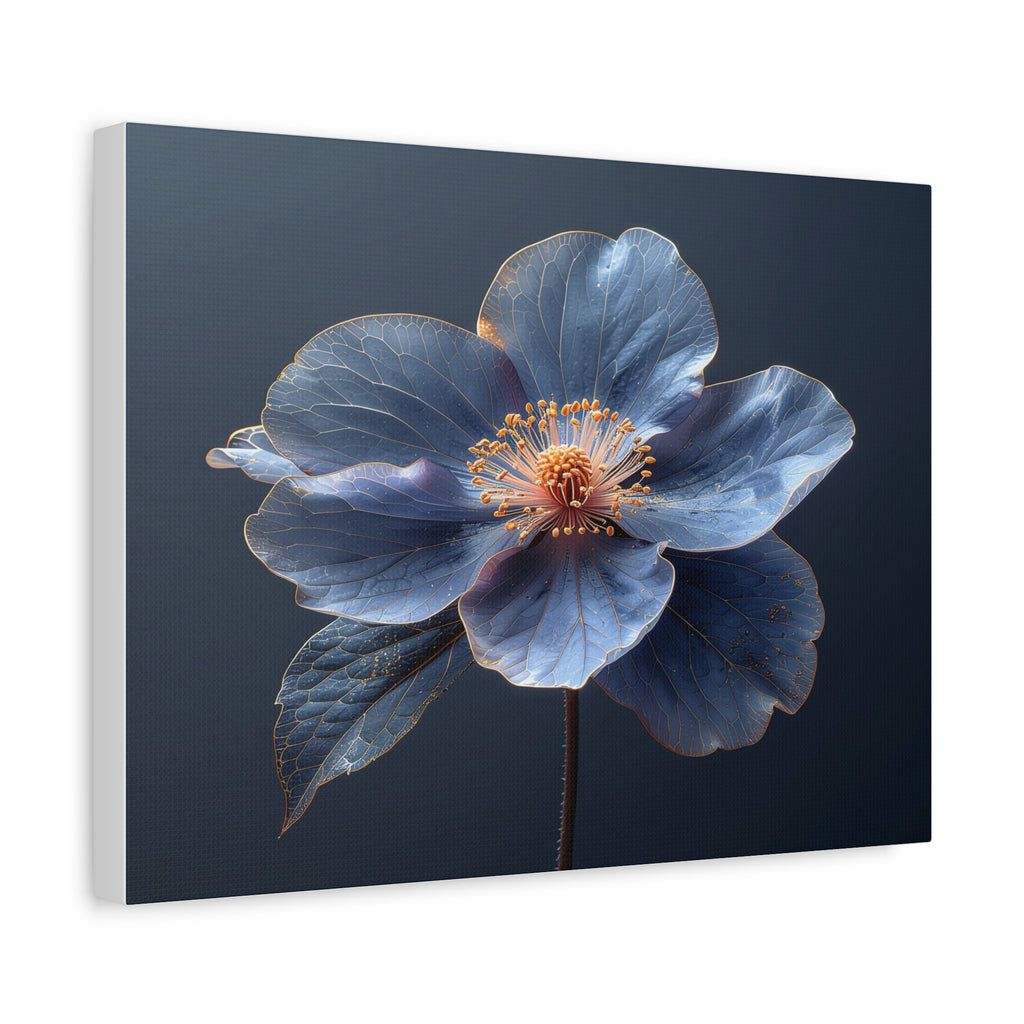 Ethereal Blue: Macro Botanical Photography, Delicate Floral Veins - L’Art Suprême Canvas