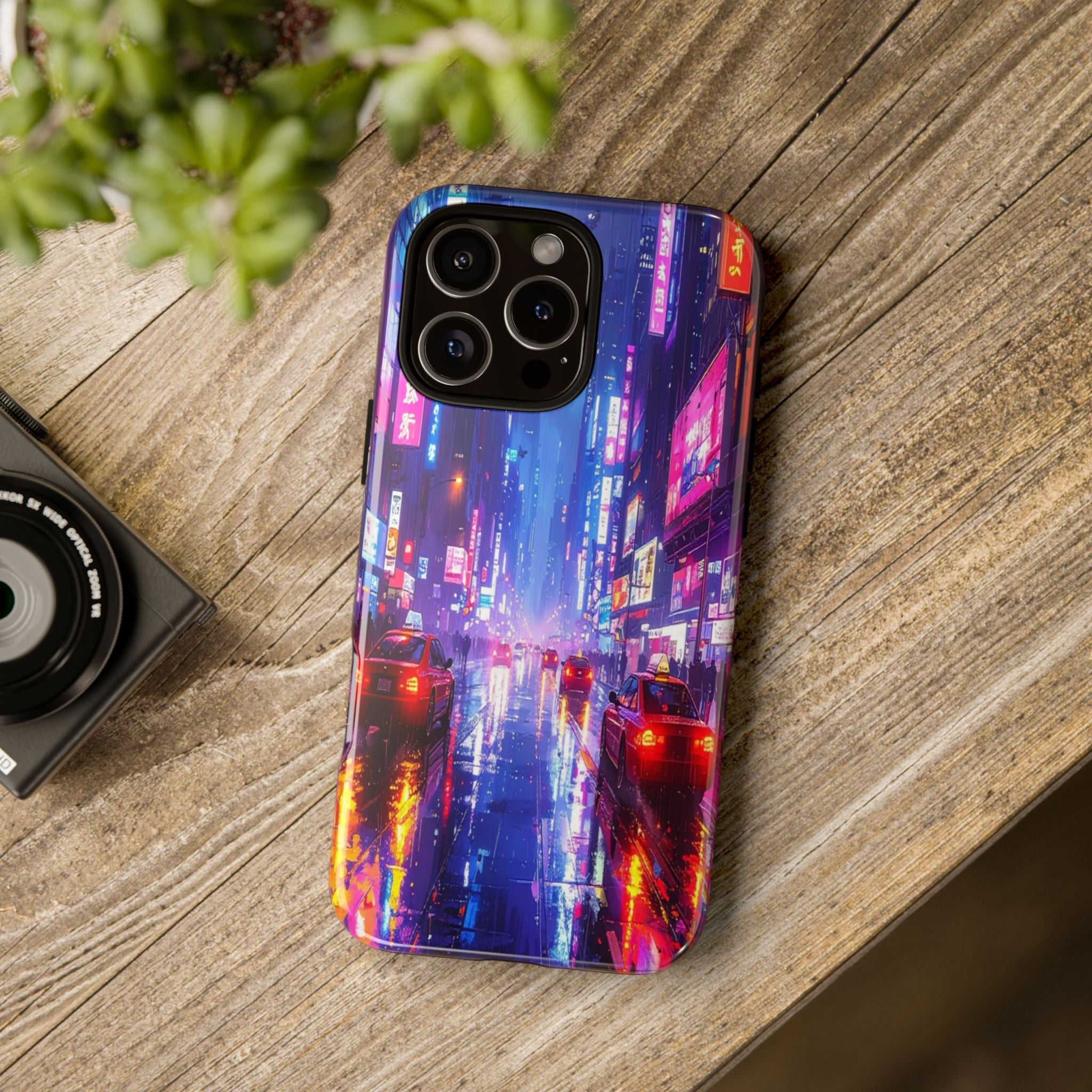 Neon Dystopia: Cyberpunk Metropolis, Urban Night Reflections - L’Art Suprême Phone Case
