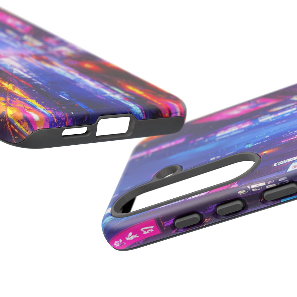 Neon Dystopia: Cyberpunk Metropolis, Urban Night Reflections - L’Art Suprême Phone Case
