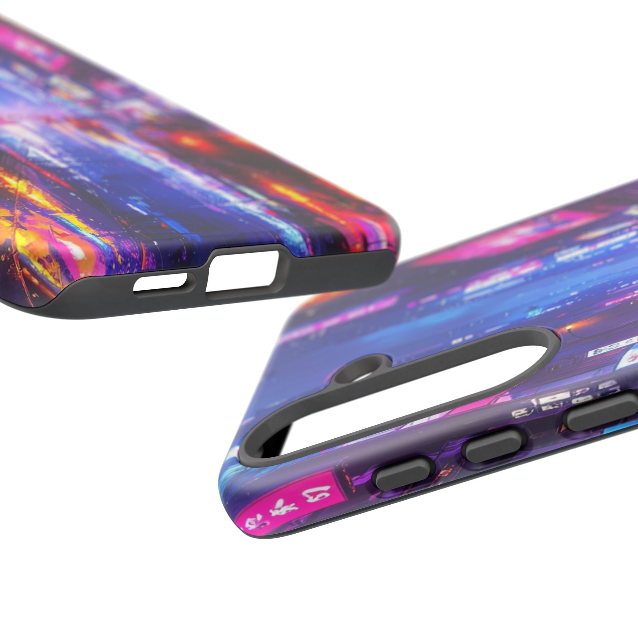 Neon Dystopia: Cyberpunk Metropolis, Urban Night Reflections - L’Art Suprême Phone Case