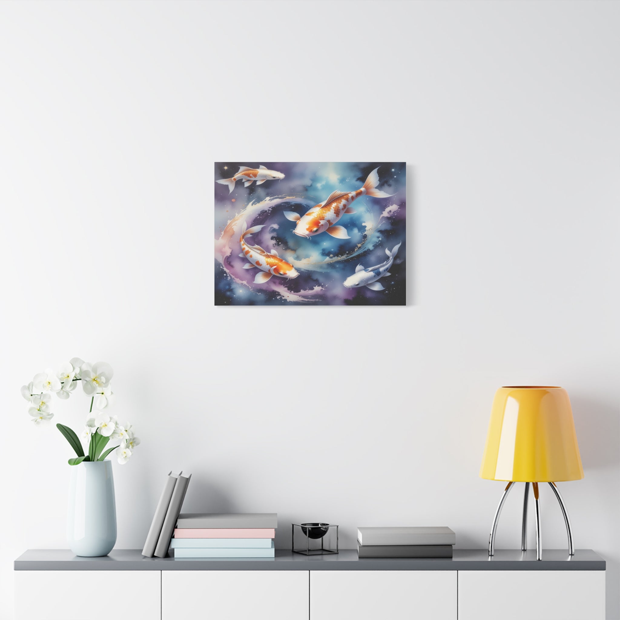 Cosmic Koi Symphony: Ethereal Underwater Space Journey, Digital Watercolor Fantasy - L’Art Suprême Canvas